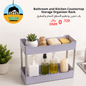 Bathroom and kitchen countertop storage organizer rack