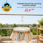 Foldable round clip and drip laundry hanger